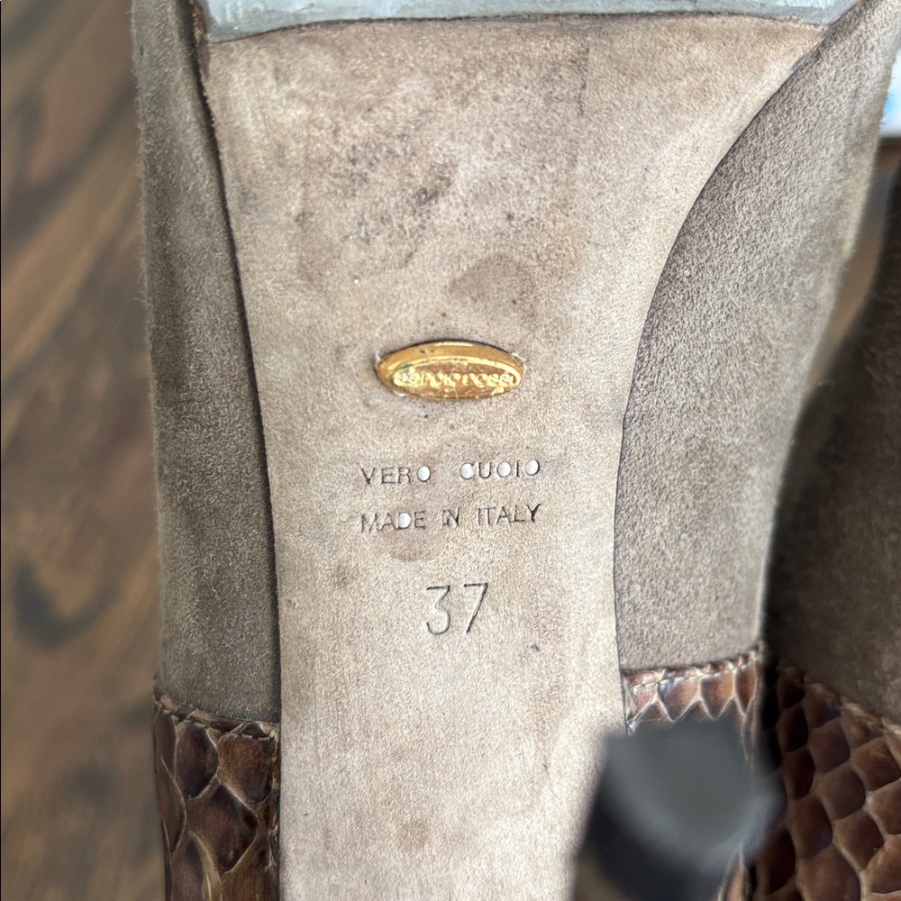 Sergio Rossi Suede and Python ankle boots, size 37 - Picture 10 of 11